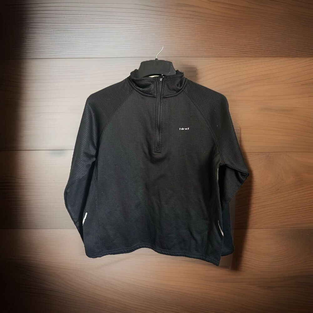 Hind Mens Solid Black Grid 1/4 Zip Pullover Small - Picture 2 of 8